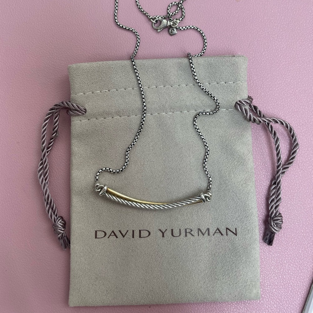 David Yurman bar necklace with 18k yellow gold